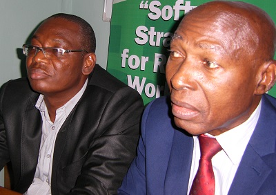 (L-r): James Emadoye, chief executive officer, BSSL Technologies and Chris Uwaje, president, Institute Software Practitioners of Nigeria (Ispon) at a media interactive session on the just concluded National Software Conference & Competition 2013, held yesterday in Lagos.